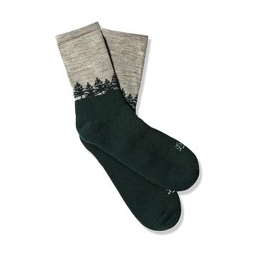 Chaussettes Danner Merino Midweight Randonnée Socks 3/4 Crew Femme Vert Grise | FR1196EX