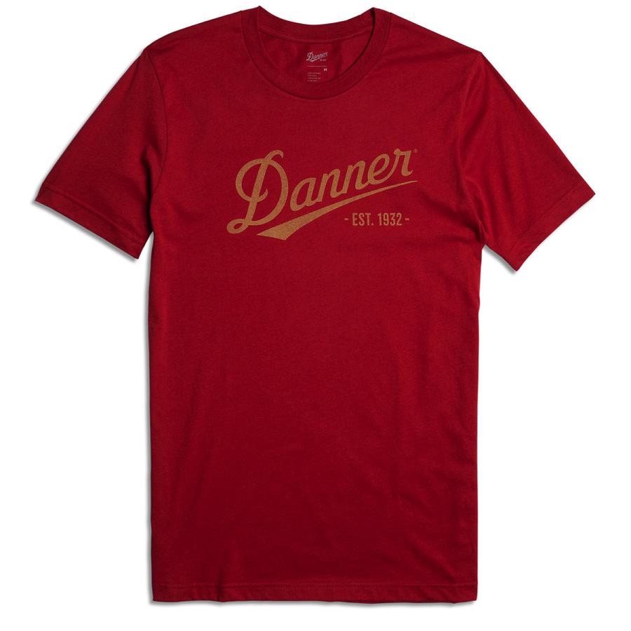 Vetements Danner Distressed Logo SS Tee Femme Rouge | FR1268VD